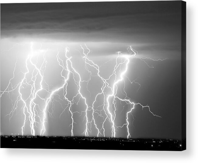 City Acrylic Print featuring the photograph Electric Skies in Black and White by James BO Insogna