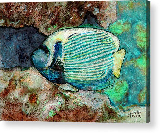 Fish Acrylic Print featuring the digital art Emperor Angelfish by Arline Wagner