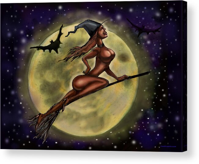 Halloween Acrylic Print featuring the digital art Enchanting Halloween Witch by Kevin Middleton