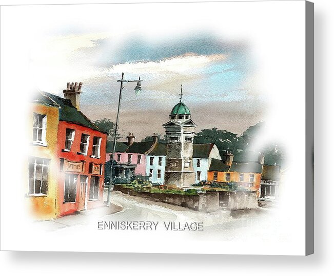  Acrylic Print featuring the painting Enniskerry Village by Val Byrne