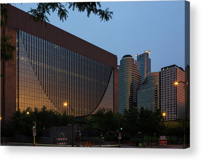 Minneapolis Acrylic Print featuring the photograph Evening in Downtown Minneapolis by Mike Evangelist