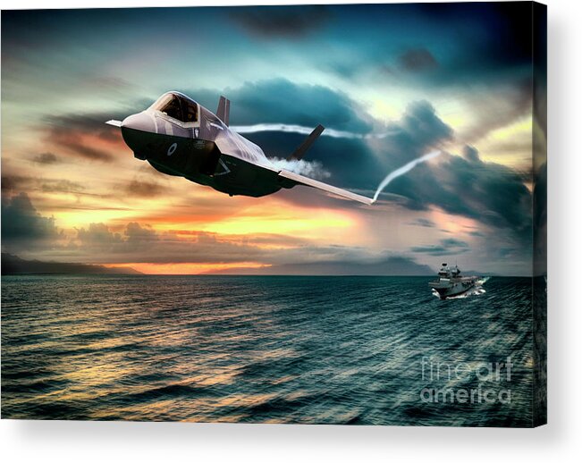 F35 Acrylic Print featuring the digital art F35 Lightning Launch by Airpower Art
