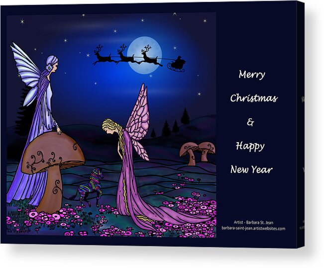 Fairy Christmas Acrylic Print featuring the digital art Fairy Christmas Card by Barbara St Jean