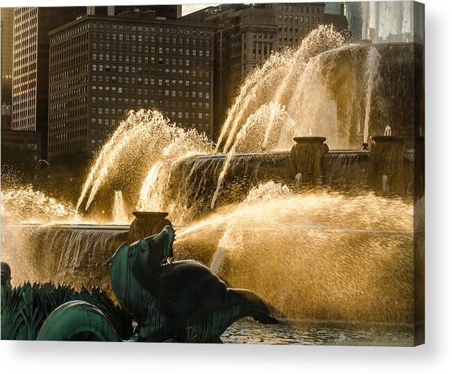 Buckingham Fountain Acrylic Print featuring the photograph Fall Fountain by Tom Potter