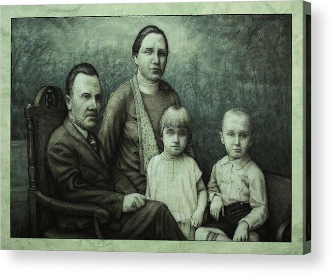 Vintage Acrylic Print featuring the painting Family Portrait by James W Johnson