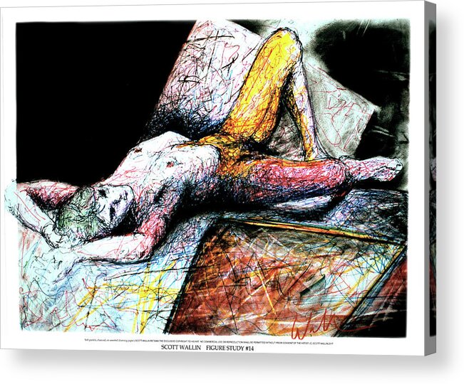 A Set Of Figure Studies Acrylic Print featuring the drawing Figure Study Fourteen by Scott Wallin