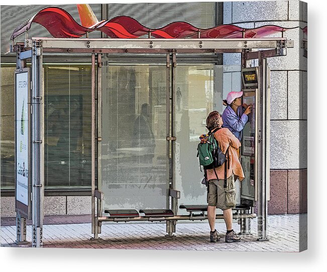 Street Photography Acrylic Print featuring the photograph Consulting Muni by Kate Brown