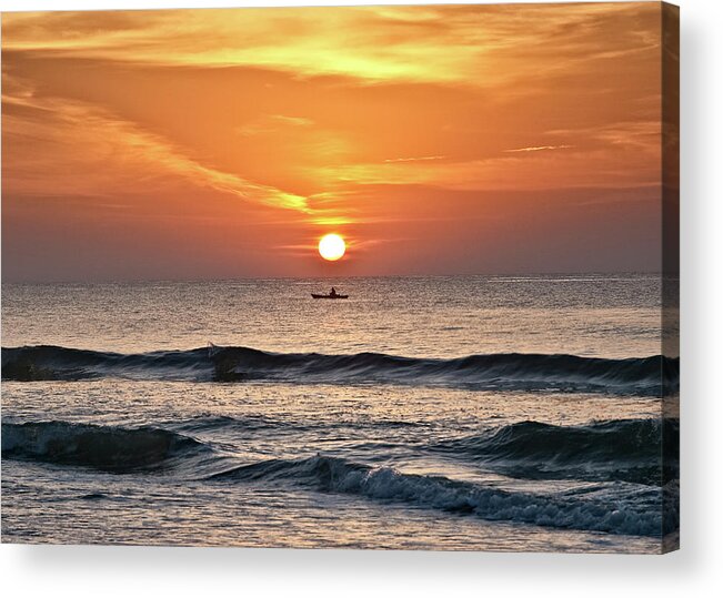 Beach Acrylic Print featuring the photograph Fishing at Sunrise by Mike Covington
