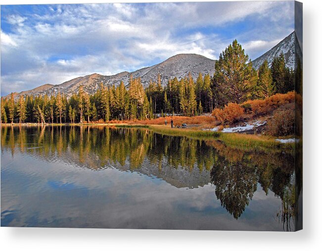 High Sierra Acrylic Print featuring the photograph Fishing for Reflections in the High Sierra by Lynn Bauer