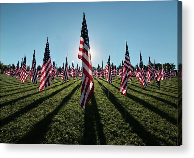 9-11 Acrylic Print featuring the photograph Flags of Valor - 2016 by Harold Rau
