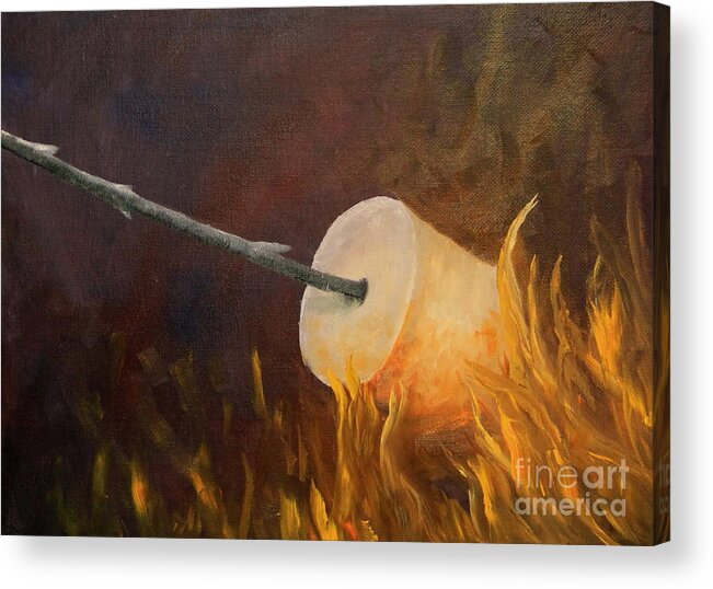 Marshmallow Acrylic Print featuring the painting Flaming by Joi Electa