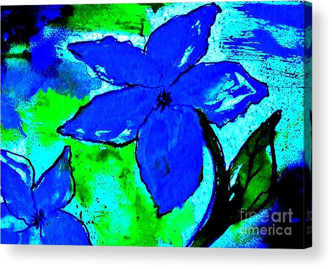 Painting Acrylic Print featuring the painting Floral Blue by Marsha Heiken