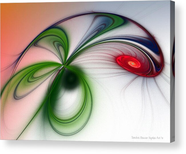 Digital Acrylic Print featuring the digital art Flutter by Sandra Bauser