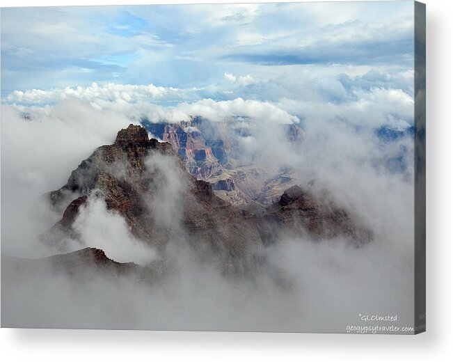 Mountain Acrylic Print featuring the photograph Fog shrouded Vishnu Temple by Gaelyn Olmsted