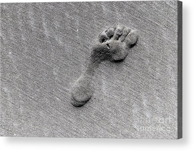 Footprint Acrylic Print featuring the photograph Footprint on the black sand by Yurix Sardinelly