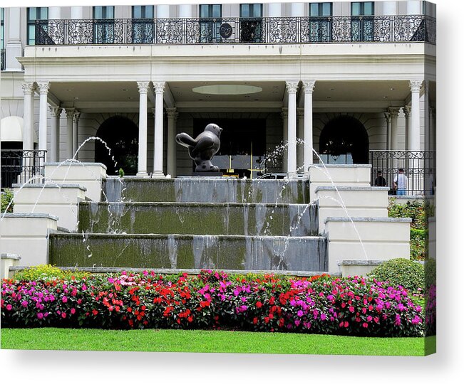 Fountains Acrylic Print featuring the photograph Fountain at Chateau Lafayette by Linda Stern