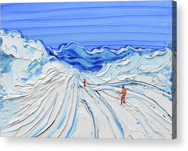 Les Arcs Acrylic Print featuring the painting Fresh Tracks by Pete Caswell