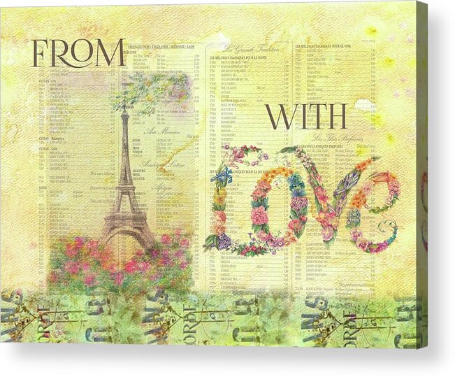 Sketch Of Eiffel Tower Acrylic Print featuring the painting From Paris with Love Eiffel Tower by Judith Cheng