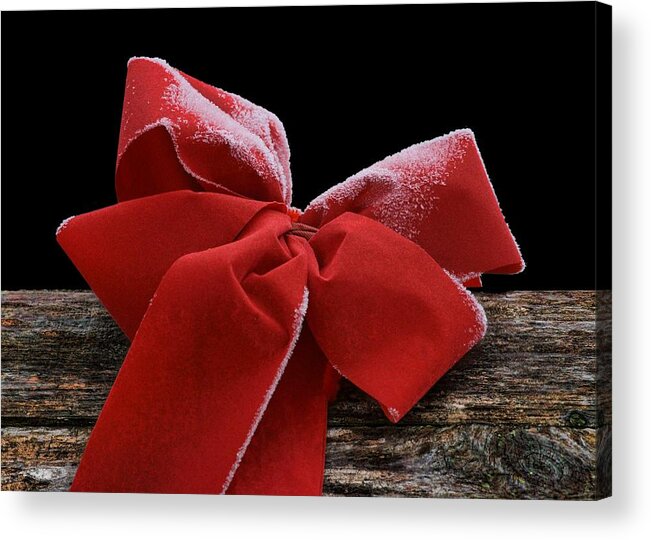 Christmas Acrylic Print featuring the photograph Frosted Bow by Nikolyn McDonald