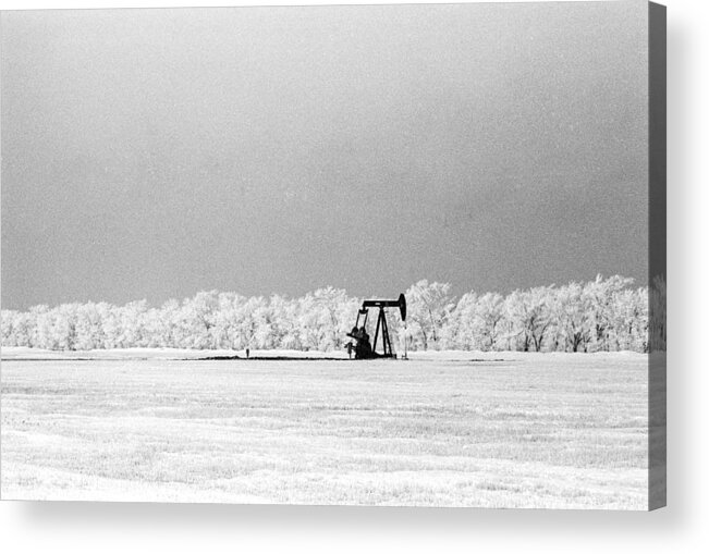 Oil Pump In North Dakota Winter Acrylic Print featuring the photograph Frozen Oil Field by William Kimble