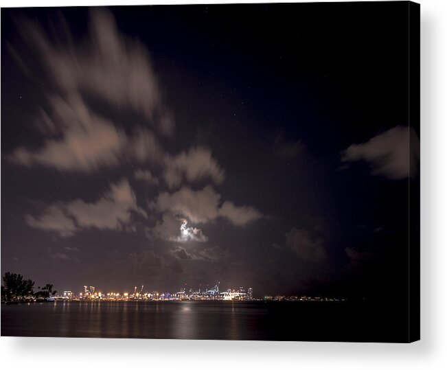 Moon Acrylic Print featuring the photograph Full Moon in Miami by Mike Dunn