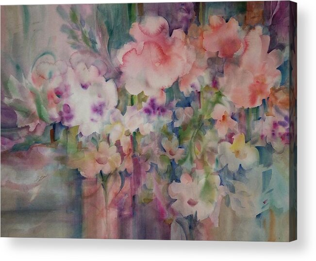 Flowers Acrylic Print featuring the painting Gentle Moments by Karen Ann Patton
