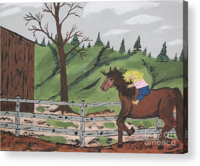  Acrylic Print featuring the painting Gianna Riding Bareback by Jeffrey Koss
