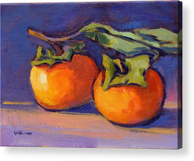 Persimmon Acrylic Print featuring the painting Gift of Fall 2 by Konnie Kim