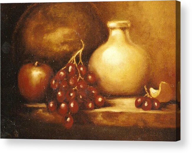 Still Life Acrylic Print featuring the painting Golden Carafe by Jordana Sands