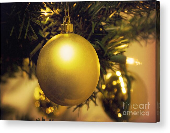 Christmas Acrylic Print featuring the photograph Golden Christmas ornaments by Cindy Garber Iverson