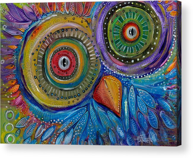 Owl Acrylic Print featuring the painting Googly-Eyed Owl by Tanielle Childers