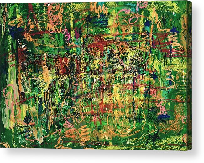 Abstract Acrylic Print featuring the drawing Green abstract by Hae Kim