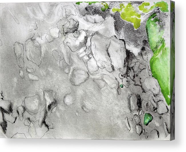  Acrylic Print featuring the painting Green and Gray Stones by Kathleen Barnes