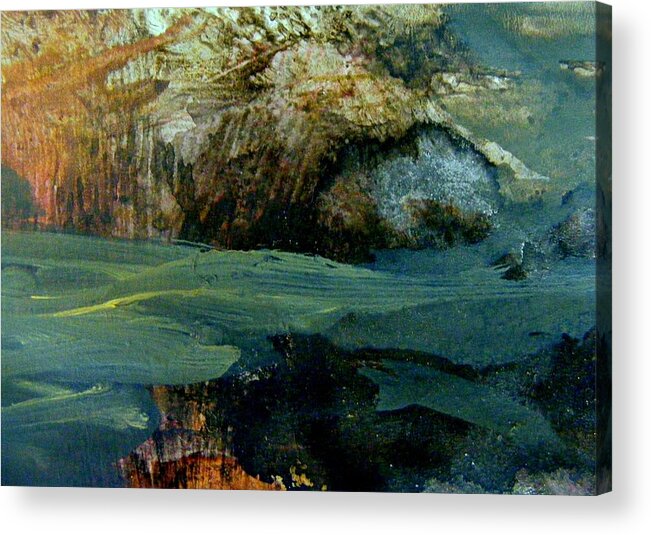 Abstract Landscape In Ink And Acrylic Acrylic Print featuring the painting Green Fog by Nancy Kane Chapman