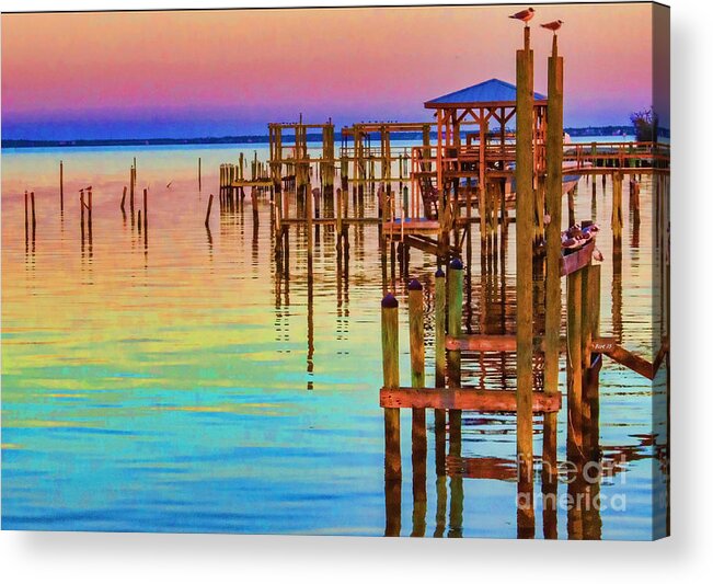 Guarding Acrylic Print featuring the photograph Guarding the Dock by Roberta Byram
