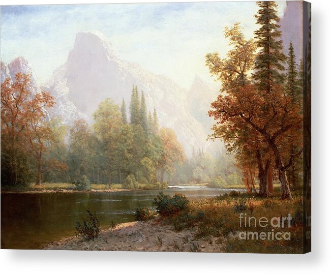 Albert Bierstadt Acrylic Print featuring the painting Half Dome Yosemite by Albert Bierstadt