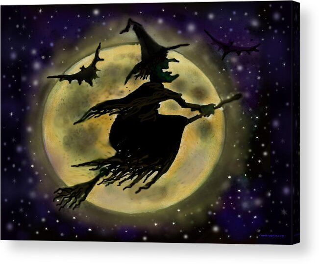 Halloween Acrylic Print featuring the digital art Halloween Witch by Kevin Middleton