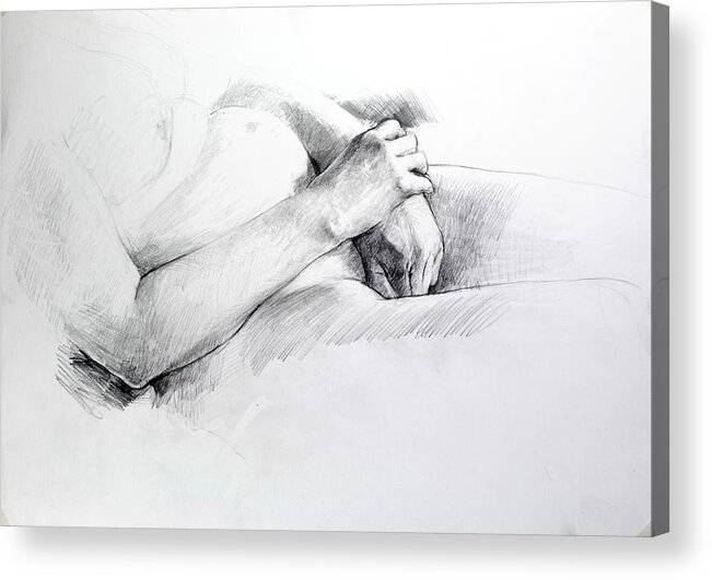 Life Acrylic Print featuring the drawing Hands by Harry Robertson