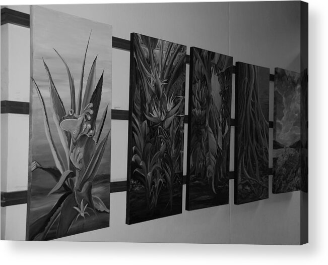 Black And White Acrylic Print featuring the photograph Hanging Art by Rob Hans