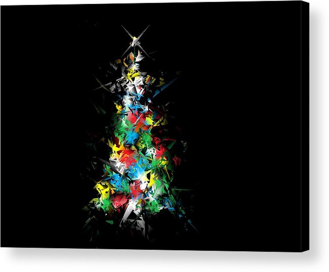 Christmas Card Acrylic Print featuring the digital art Happy Holidays - Abstract Tree - horizontal by Ludwig Keck