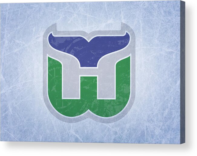 Hartford Acrylic Print featuring the mixed media Hartford Whalers Vintage Hockey at Center Ice by Design Turnpike
