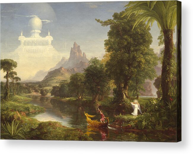 Thomas Cole Acrylic Print featuring the painting He Voyage Of Life by MotionAge Designs