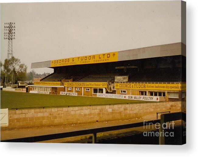  Acrylic Print featuring the photograph Hereford United - Edgar Street - Merton Stand 2 - 1980s by Legendary Football Grounds