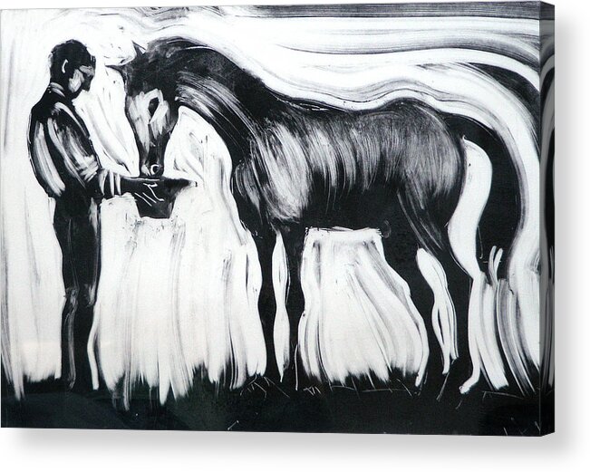 Horse Acrylic Print featuring the painting Here's All I Have by Laura Lee Cundiff