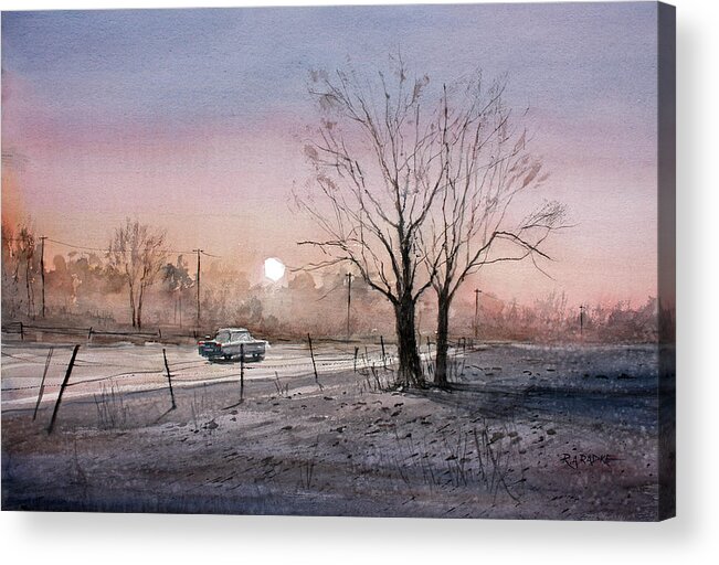 Landscape Acrylic Print featuring the painting Highway 21 Sunrise by Ryan Radke