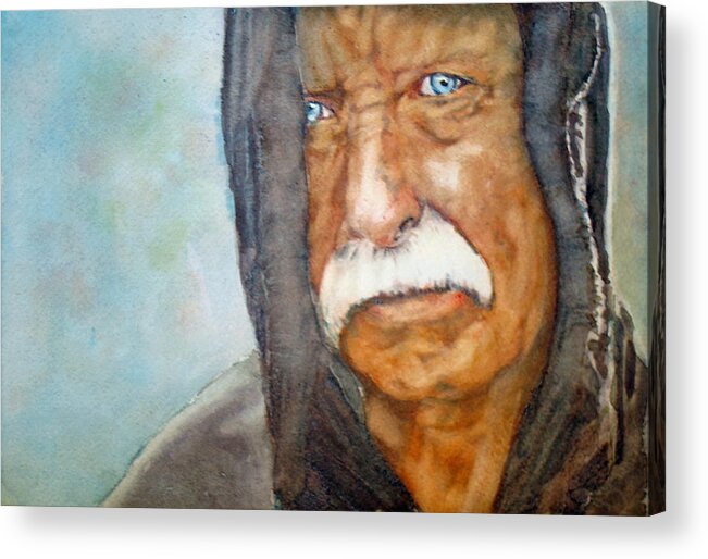 Vietnam Acrylic Print featuring the painting Homeless Vietnam Veteran by Kerra Lindsey