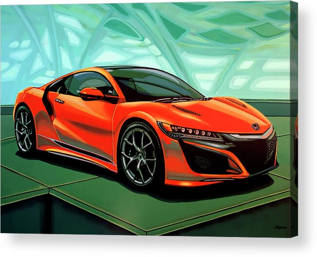 Honda Nsx Acrylic Print featuring the painting Honda Acura NSX 2016 Painting by Paul Meijering
