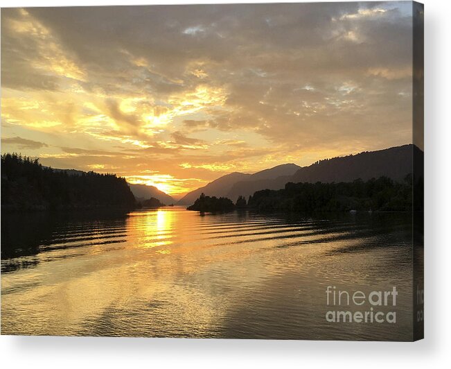 Hood River Acrylic Print featuring the photograph Hood River Golden Sunset by Charlene Mitchell