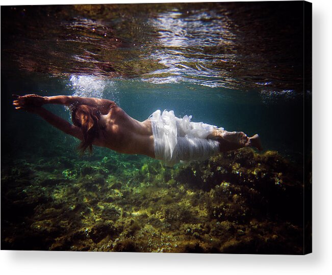 Swim Acrylic Print featuring the photograph Horizontal Mermaid by Gemma Silvestre