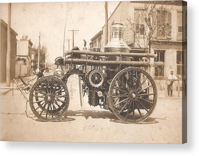 Fire Engine Acrylic Print featuring the photograph Horse Drawn Fire Engine 1910 by Virginia Coyle